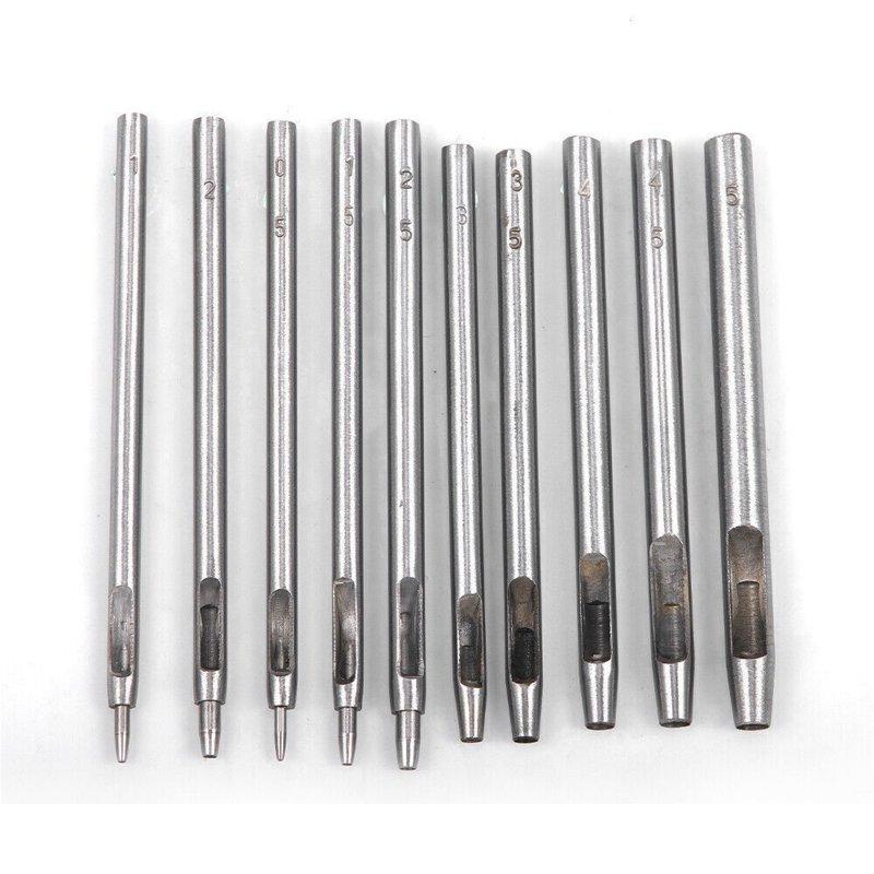 Wholesale 10Pcs Leather Hole Punch Cutter 0.5mm-5mm Round Hollow Hole Punching Tool Professional Working Tools For Leather Watch Bands Belts Canvas Paper Plastics 10pcs section+ round  |   Industrial & Scientific Home Garden & Tools Industrial & Scientific