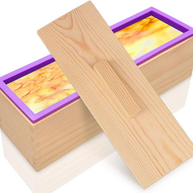 Wholesale 1200ml Silicone Soap Mold With Wood Box Cover Microwaves Safe High Heat-Resistant Temperature For DIY Crafts (27 x 8.5 x 8cm) Purple  |   Kitchen & Dining Home Garden & Tools Kitchen & Dining