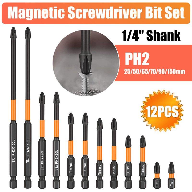 Wholesale 12Pcs PH2 Magnetic Screwdriver Drill Bits 1/4” Hex-Shank Strong Magnets Excellent Hardness Impact Driver Bit Set black  |   Industrial & Scientific Home Garden & Tools Industrial & Scientific