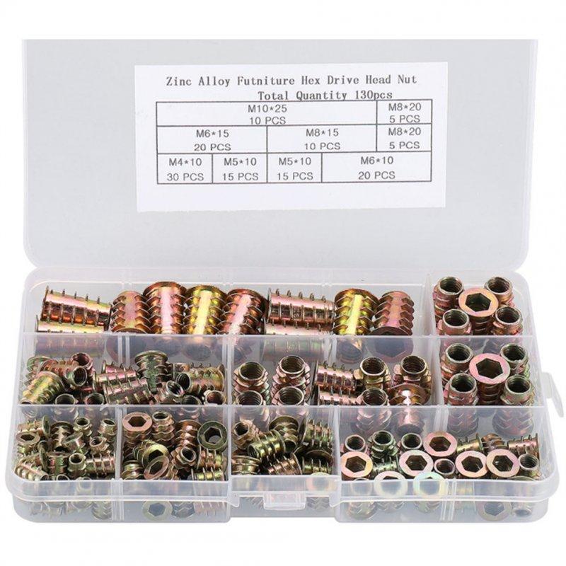 Wholesale 130pcs Nut Hexagonal Driver Head M4-M10 Galvanized Furniture Nut Accessories Set With Storage Box For Home Decoration as shown  |   Industrial & Scientific Home Garden & Tools Industrial & Scientific