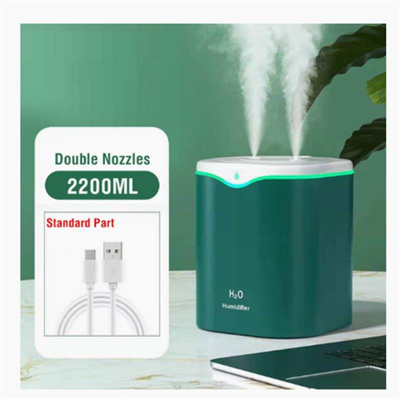 Wholesale 2200ml Double Spray Air Humidifier Ultrasonic Essential Oil Diffuser with 2200ml Water Tank Green  |   Home Appliances Home Appliances Green