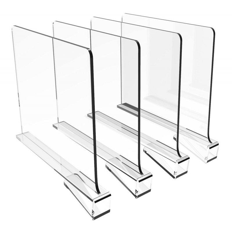 Wholesale 2/4/6 PCS Acrylic Fitted Shelf Dividers Closet Organization Separators Clear Shelf Dividers Wood Shelves Handbag Purse Sweater Organizer For Bedroom Kitchen Office Material: PET partition 4 pieces  |   Household Products Home Garden & Tools Household Products