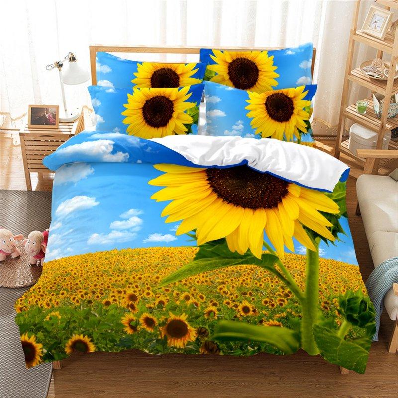 Wholesale 2Pcs/3Pcs Full/Queen/King Quilt Cover +Pillowcase Set with 3D Digital Flower Printing FUll  |   Home Decors Home Decors Home Decors