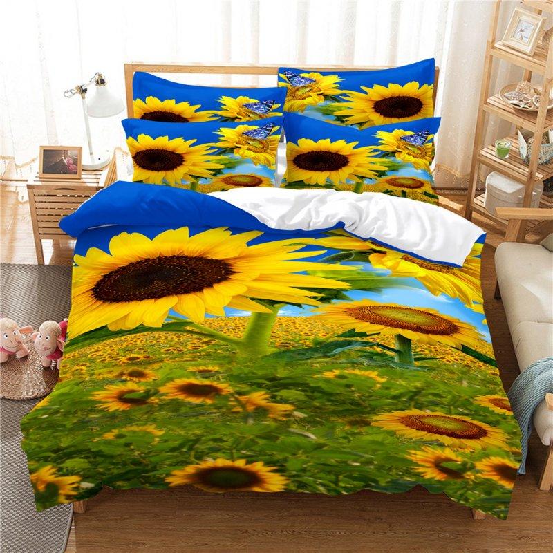 Wholesale 2Pcs/3Pcs Full/Queen/King Quilt Cover +Pillowcase Set with 3D Digital Flower Printing Queen  |   Home Decors Home Decors Home Decors