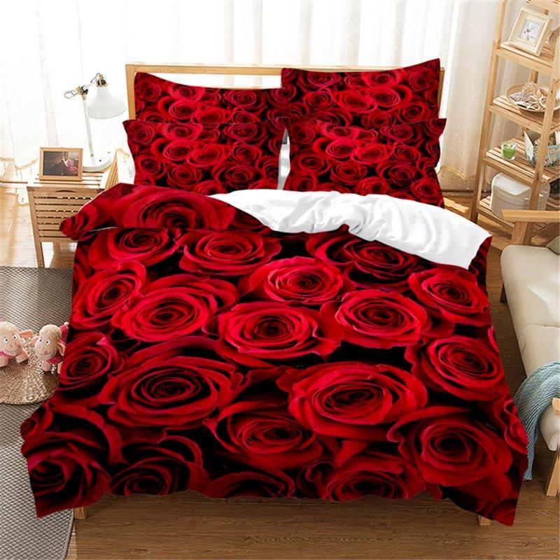 Wholesale 2Pcs/3Pcs Full/Queen/King Quilt Cover +Pillowcase Set with 3D Digital Flower Printing Twin  |   Home Decors Home Decors Home Decors