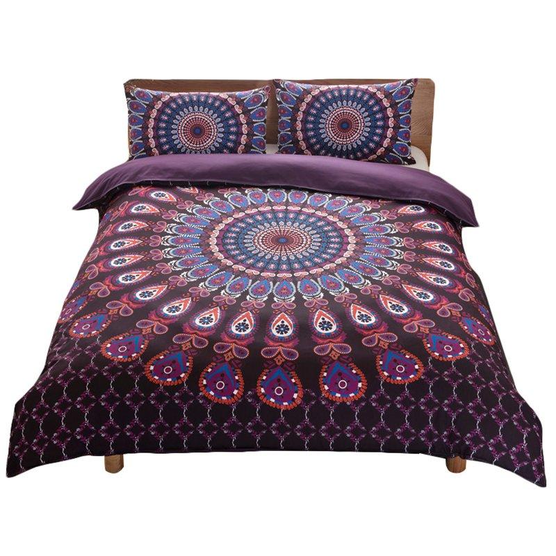 Wholesale 3 Piece Home Duvet Covers Set With 2 Pillow Cases Ultra Soft Breathable Mandala Pattern All Season Bedding Set Purple  |   Home Decors Home Decors Home Decors