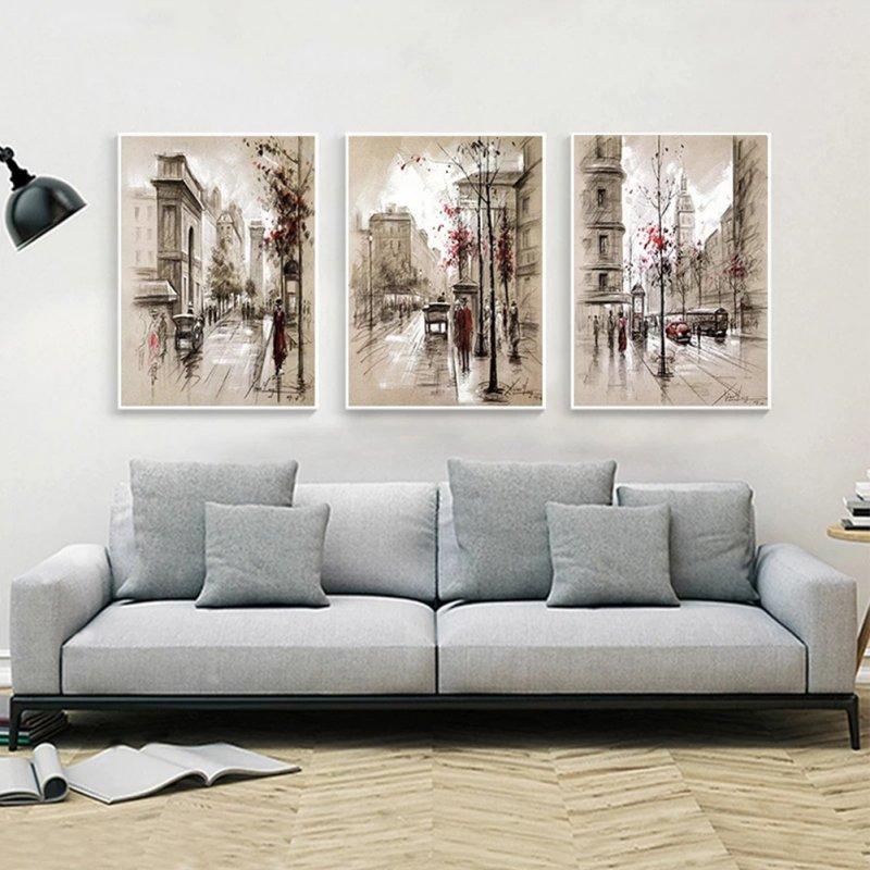 Wholesale 3pcs Canvas Oil Painting Modern Minimalist Street Frameless High-definition Wall Picture 30x45cm  |   Home Decors Home Decors Home Decors