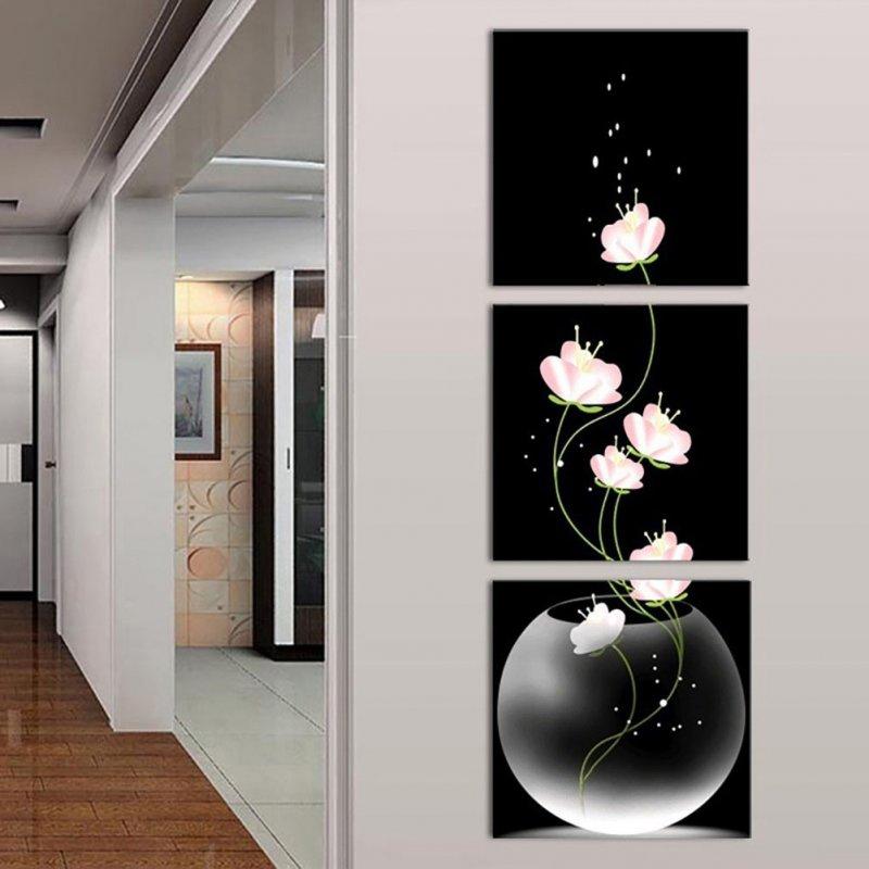 Wholesale 3pcs/set Unframed Vase with Flowers Canvas Porch Corridor Frameless Vertical Home Decoration Wall Paintings Pink_60X60cm  |   Home Decors Home Decors Home Decors