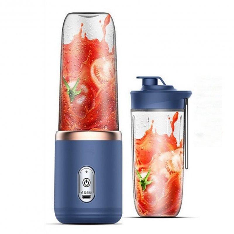 Wholesale 400ml Portable Mini Fruit Blender Electric Wireless Juicer with 6 Blades USB Rechargeable Juicer Cup Blue Double Cup  |   Home Appliances Home Appliances Home Appliances