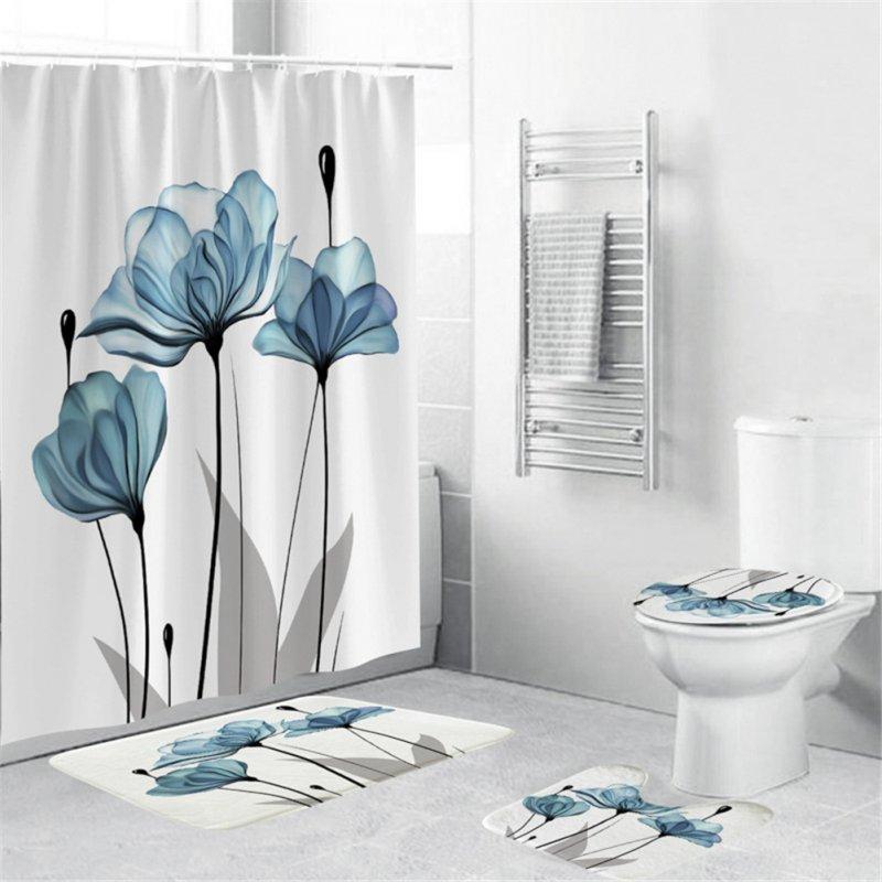 Wholesale 4Pcs/Set Shower Curtain 180*180cm Non-Slip Rug Toilet Lid Cover Bath Mat for Bathroom yul-2166  |   Household Products Home Garden & Tools Household Products