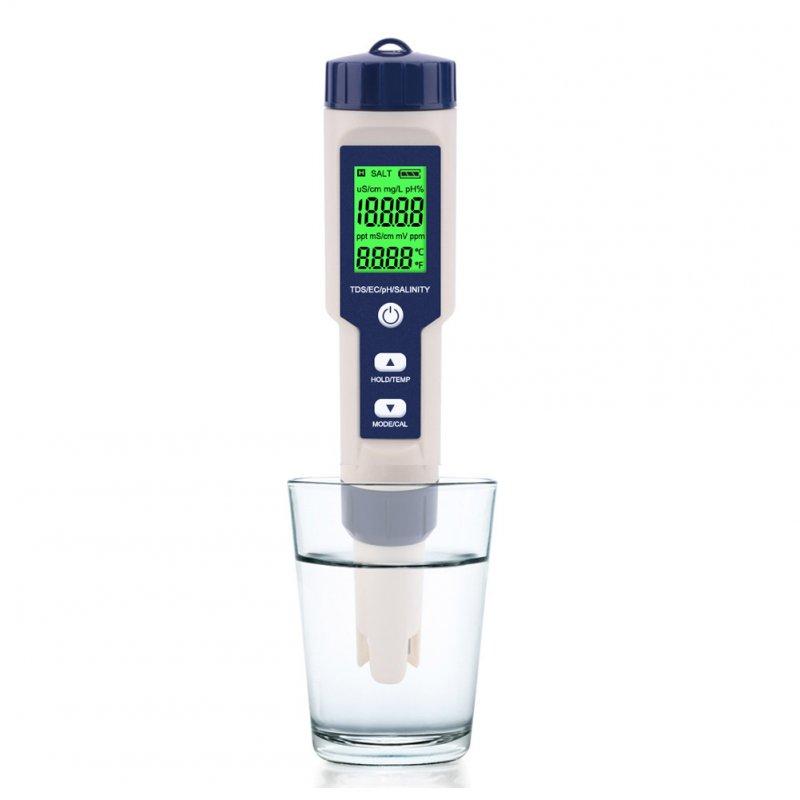 Wholesale 5 In 1 Digital Water Quality Monitor Tester Tds/ec/ph/salinity/temperature Meter For Swimming Pool Drinking Water Aquarium 9909 is without backlit  |   Industrial & Scientific Home Garden & Tools Industrial & Scientific