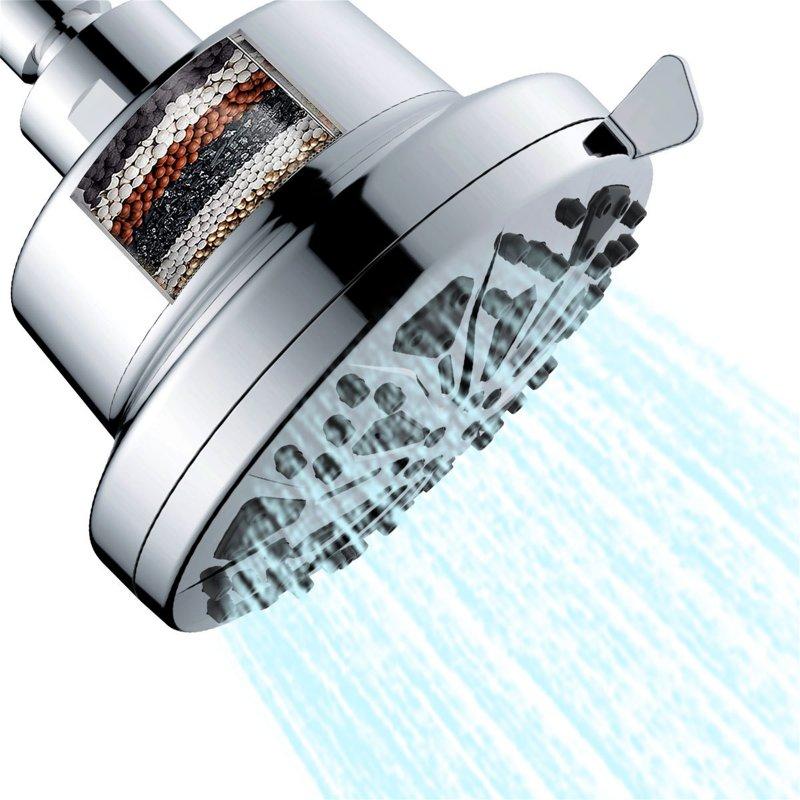 Wholesale 5 Inch Shower Head High Pressure Finish Adjustable Angles With 66 Anti-Clogging Silicone Nozzles 8 Spray Modes Fixed Showerhead silver  |   Household Products Home Garden & Tools Household Products