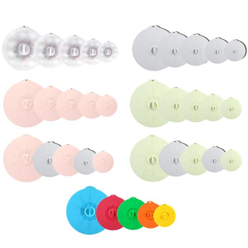 Wholesale 5 Pcs/ 7 Pcs Reusable Silicone Lids Heat Resistant Splatter Proof Suction Lids Microwave Cover For Cups Bowls Plates Pots Pans Fridge Oven Safe Storage 5 Sizes five piece set Mixed color  |   Kitchen & Dining Home Garden & Tools Kitchen & Dining