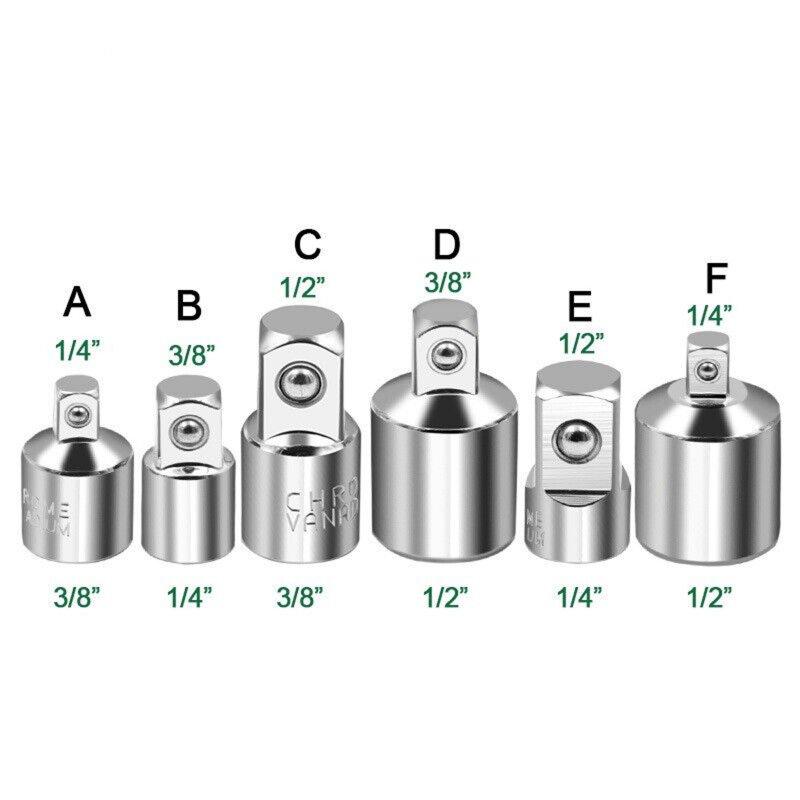 Wholesale 6 Piece Socket Adapter And Reducer Set, 1/4″, 3/8″, 1/2″ Metal Socket Extension, Chrome Vanadium Steel Ratchet For Automotive Maintenance, Construction Chrome Vanadium Steel Socket Adapters Set of 6 conversion heads  |   Industrial & Scientific Home Garden & Tools Industrial & Scientific