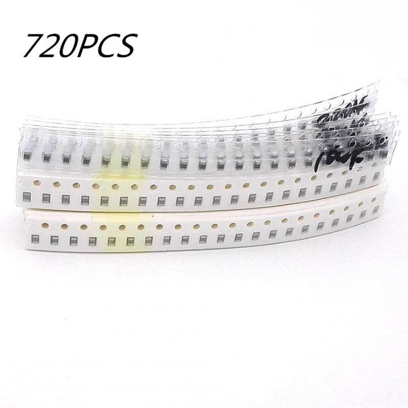 Wholesale 720pcs 1206 SMD Capacitor Kit 36 Kinds High Resistance 1pF~10uF Capacitors for Repair Work Experiments  |   Industrial & Scientific Home Garden & Tools -1206