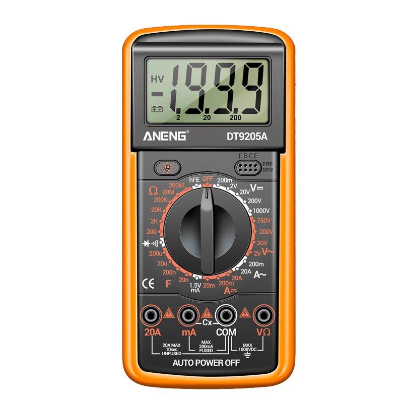 Wholesale ANENG DT9205A Digital Multimeter 1999 Counts High-precision Multi-function AC/DC Voltage Current Tester yellow  |   Industrial & Scientific Home Garden & Tools Industrial & Scientific