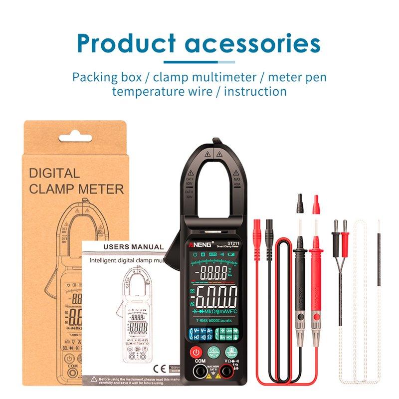 Wholesale ANENG St211 Digital Clamp Meter 6000 Counts Multimeter Dc/ac Voltage Current Tester Black  |   Industrial & Scientific Home Garden & Tools Industrial & Scientific