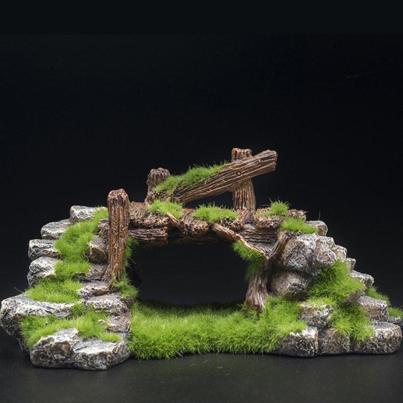 Wholesale Aquarium Resin Moss Bridge Fish Cave Tortoise Cylinder Landscape Rockery green  |   Pet Supplies Home Garden & Tools Green