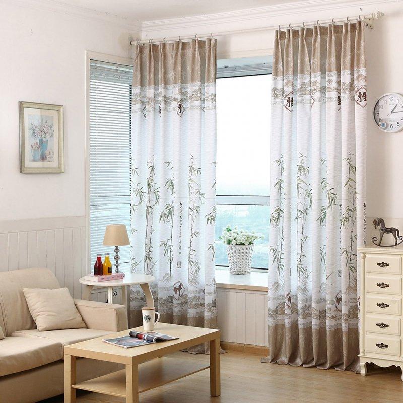 Wholesale Bamboo Printing Window Curtain Half Shading Tulle for Bedroom Living Room Balcony Decor As shown_1m wide * 2.7m high  |   Home Decors Home Decors Home Decors