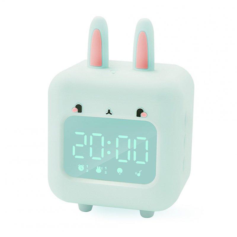 Wholesale Cartoon Rabbit-shaped Silicone Intelligent Alarm  Clock Rechargeable Voice Timekeeping Custom Music Clock With Night Light For Children Green  |   Home Decors Home Decors Home Decors