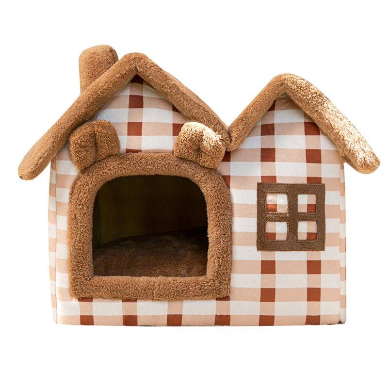 Wholesale Cat Bed Sleep House Double Roof Warm Cave Dog Kennel Detachable Washable Pet Nest For Puppy Kittens Pet Supplies M As shown  |   Pet Supplies Home Garden & Tools M + As shown