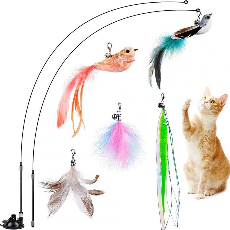 Wholesale Cat Teaser Stick Set With Suction Cup Bells Feathers Tassels Cat Wand Toy Pet Supplies For Relieves Boredom 2 birds & 3 feathers  |   Pet Supplies Home Garden & Tools 2 birds & 3 feathers