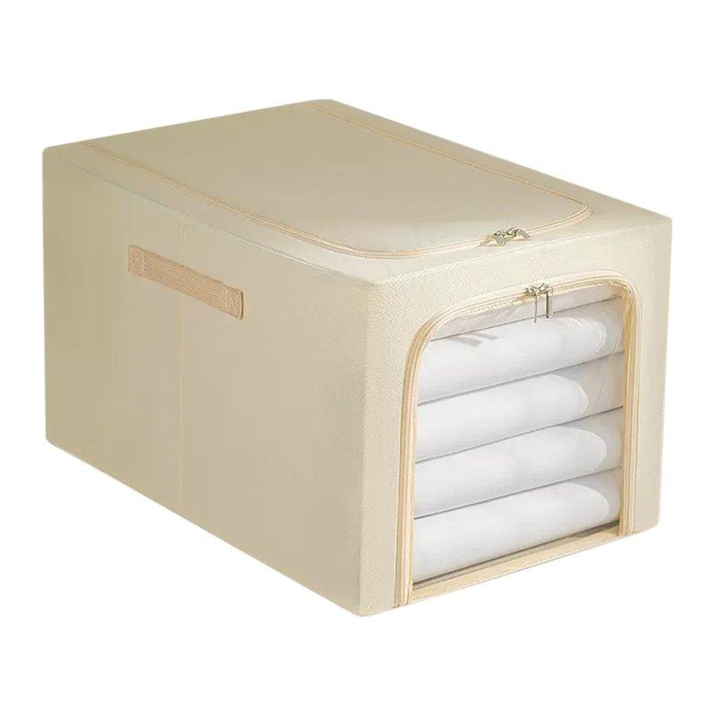 Wholesale Clothes Storage Bins, Large Storage Bags With Zipper, Transparent Window, Metal Frame, Durable Handle Foldable Closet Sweaters Organizers For Bed Sheets, Clothing Khaki 45*30*23cm  |   Household Products Home Garden & Tools Household Products