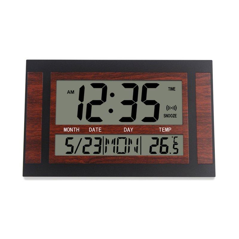 Wholesale Digital Alarm Clock Battery Powered LCD High Definition Screen Wall/Desk Clock With Indoor Temperature Calendar Dark grain/black  |   Home Decors Home Decors Home Decors