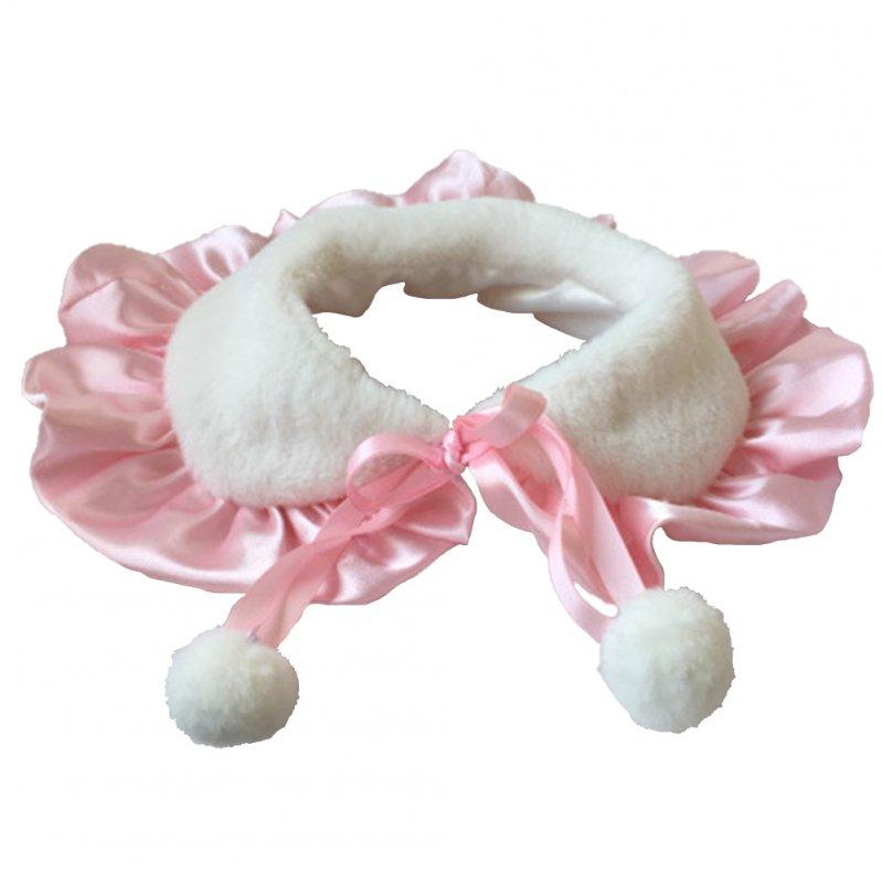 Wholesale Dog Cosplay Collar Cape With Plush Balls Cat Costume Clothes Photo Props Decorations For Halloween Thanksgiving Christmas Valentine’s Day 0772#pink L plush scarf 40-50CM  |   Pet Supplies Home Garden & Tools 0772#pink + L plush scarf 40-50CM