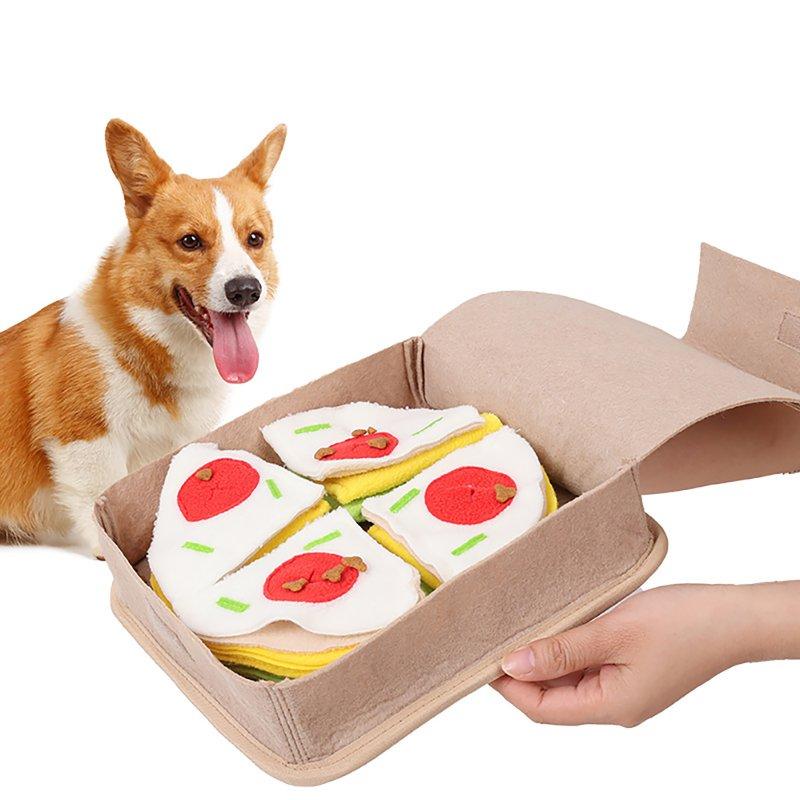 Wholesale Dogs Pizza Hide Treat Food Puzzle Toy With Squeaker Felt Fabric Interactive Chew Toys Encourages Natural Foraging Skills beige  |   Pet Supplies Home Garden & Tools Beige