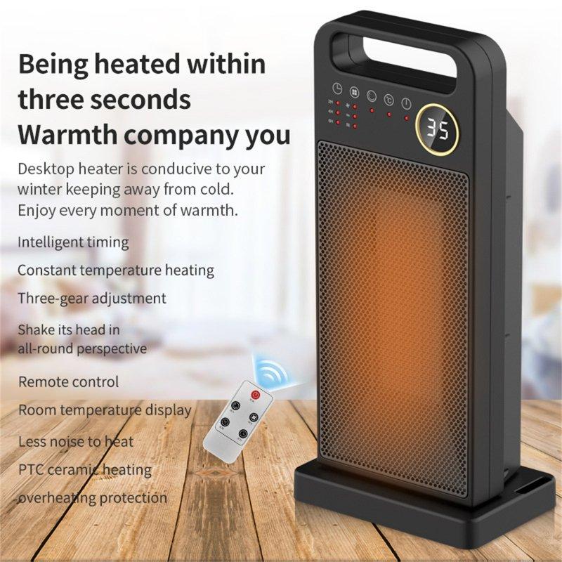 Wholesale Electric Heater with Remote Control 90 Degree Wide Range 3 Modes Low Noise Black EU Plug  |   Home Appliances Home Appliances EU plug, black