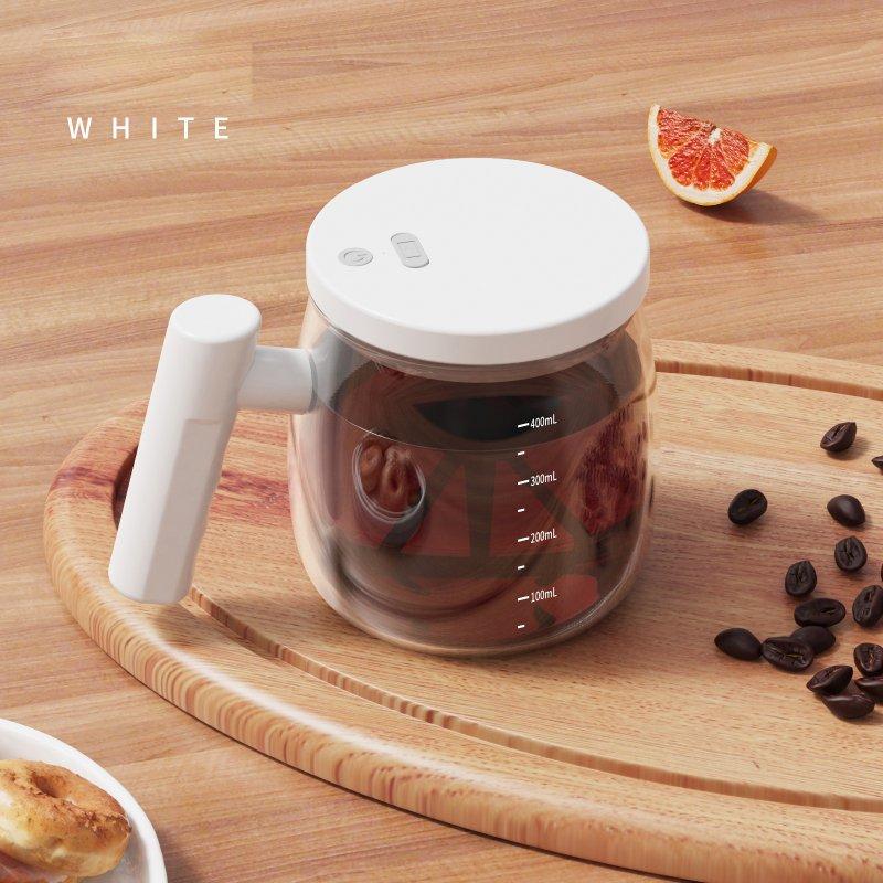 Wholesale Electric High Speed Mixing Cup, Self Stirring Mug With USB Charging Port, Waterproof Glass Structure, Button, Lid, 400ml Glass Self Stirring Mug For Home elegant white 400ml  |   Home Appliances Home Appliances Home Appliances