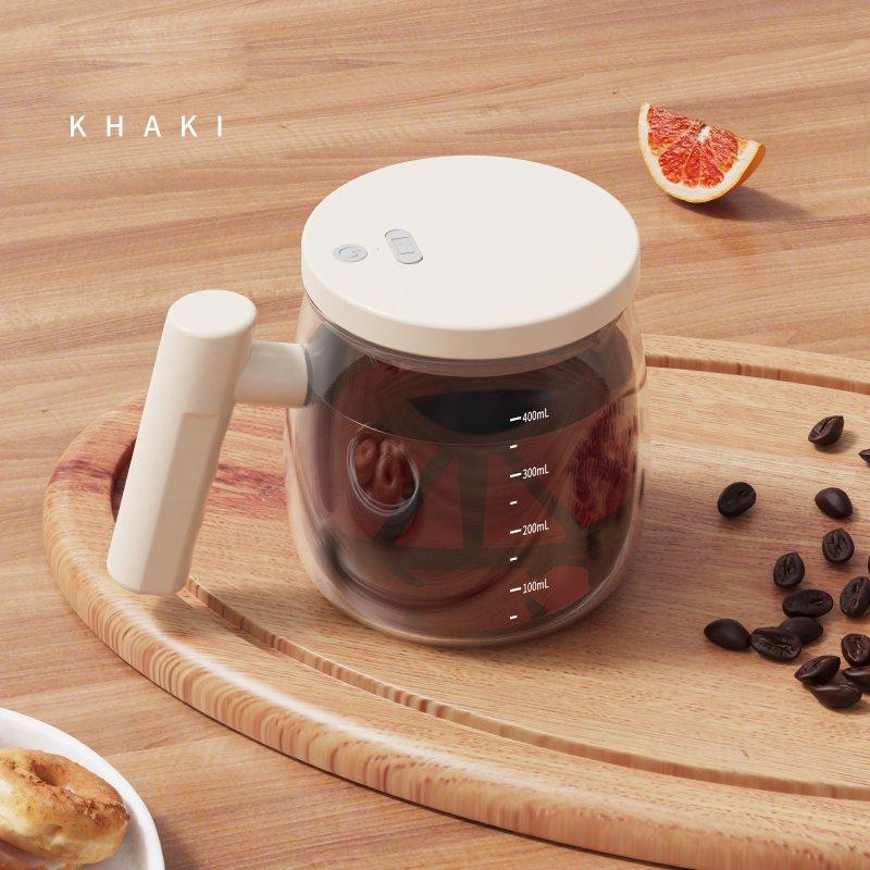 Wholesale Electric High Speed Mixing Cup, Self Stirring Mug With USB Charging Port, Waterproof Glass Structure, Button, Lid, 400ml Glass Self Stirring Mug For Home Khaki 400ml  |   Home Appliances Home Appliances Home Appliances