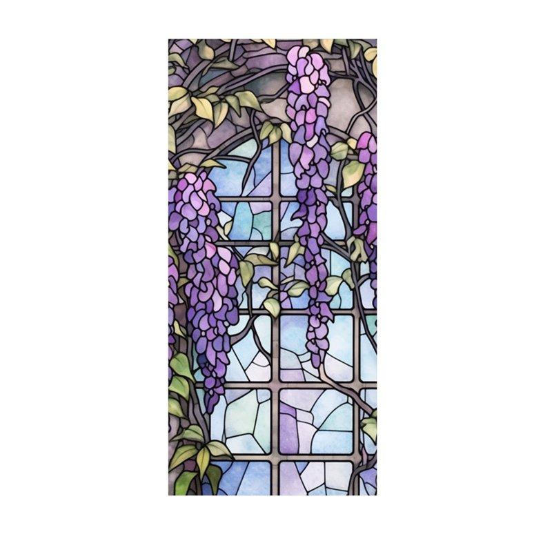 Wholesale Floral Stained Glass Window Film UV Blocking Heat Insulation Violet Pattern Static Window Clings For Window Glass Decorations 45 x 100cm  |   Home Decors Home Decors Home Decors