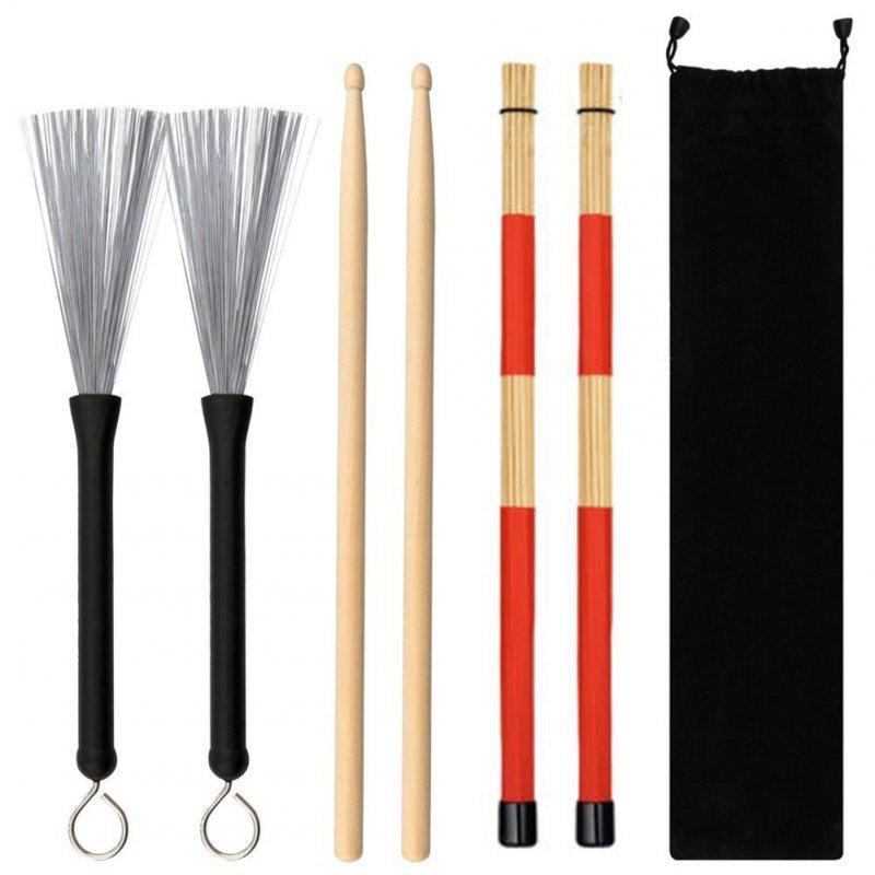 Wholesale Jazz Drumsticks Set Include Bamboo Drum Sticks Steel Wire Brushes and Velvet Bag for Musical Instrument red  |   Household Products Home Garden & Tools Household Products