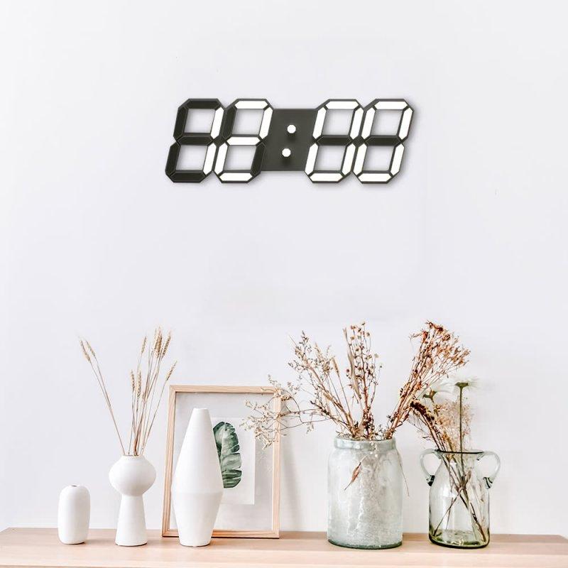 Wholesale LED 3D Large Black Shell Digital Wall Clock with Remote Control European Regulation 37.4×12.7×2.5cm  |   Home Decors Home Decors Home Decors