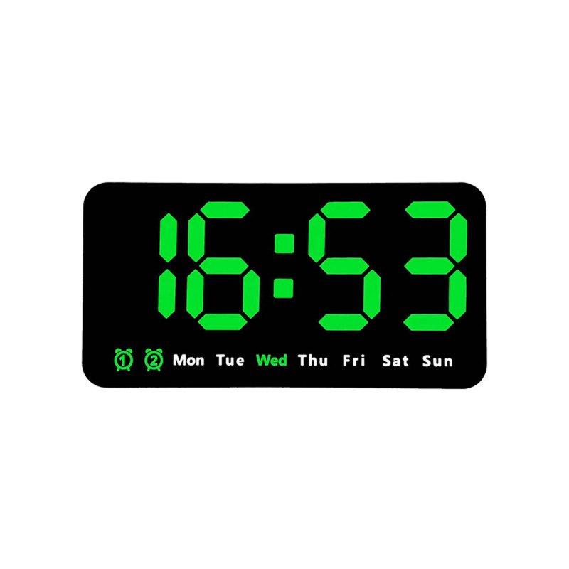 Wholesale LED Digital Wall Clock With 2 Alarm Large Display Alarm Clock For Living Room Office Classroom Gym Shop Decor green light  |   Home Decors Home Decors Home Decors