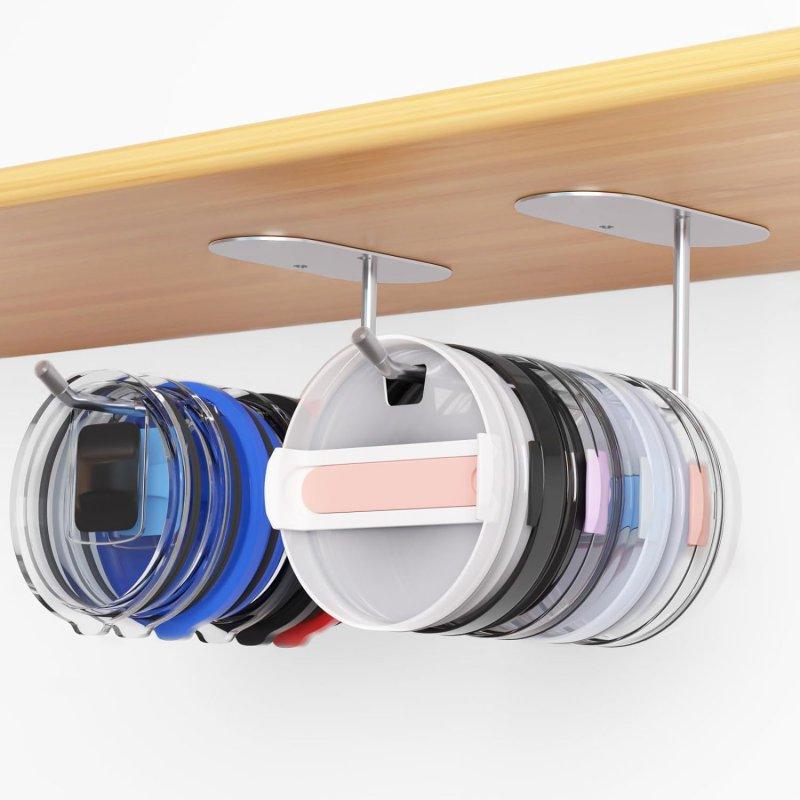 Wholesale Lid Organizer Lid Organizers Inside Cabinet With Stainless Steel Hook Tape 2 Screws Modern Self-Adhesive Lid Storage For Kitchen Dining Room 2pcs  |   Kitchen & Dining Home Garden & Tools Kitchen & Dining