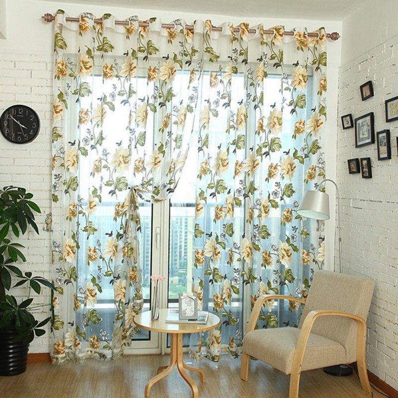 Wholesale Peomies Embroidered Curtain with Holes Beads Light Transmission Door Window Curtain for Living Room Bedroom 1PC Beige_1*2.5 meters high  |   Home Decors Home Decors Home Decors