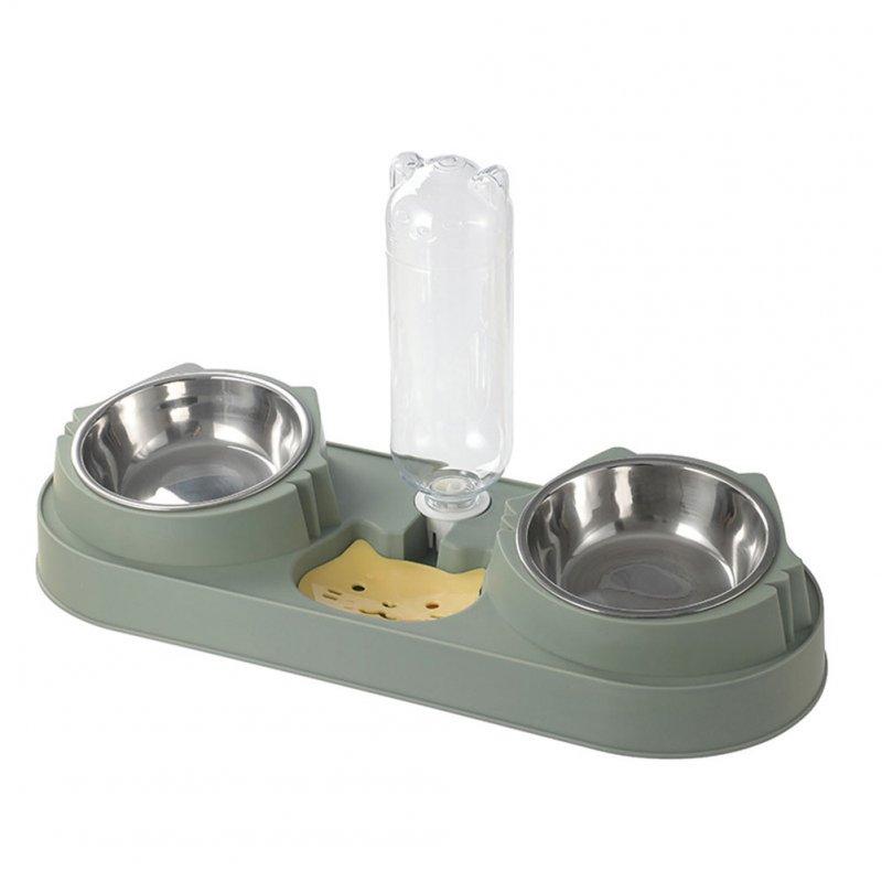 Wholesale Pet Cat Double Bowls Anti-overturning Neck Protection Dog Automatic Food Bowl Water Dispenser Container Green stainless steel  |   Pet Supplies Home Garden & Tools Green stainless steel