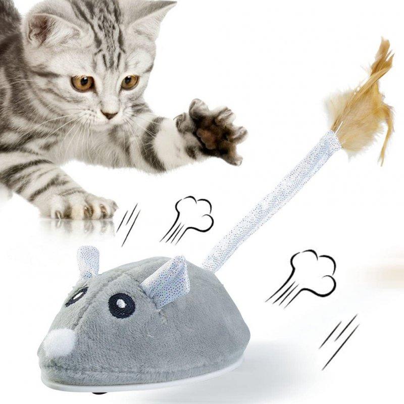 Wholesale Pet Cat Plush Electronic Fake Mouse Toy With Feather Usb Rechargeable Interactive Cat Toys For Indoor Cats grey  |   Pet Supplies Home Garden & Tools Grey