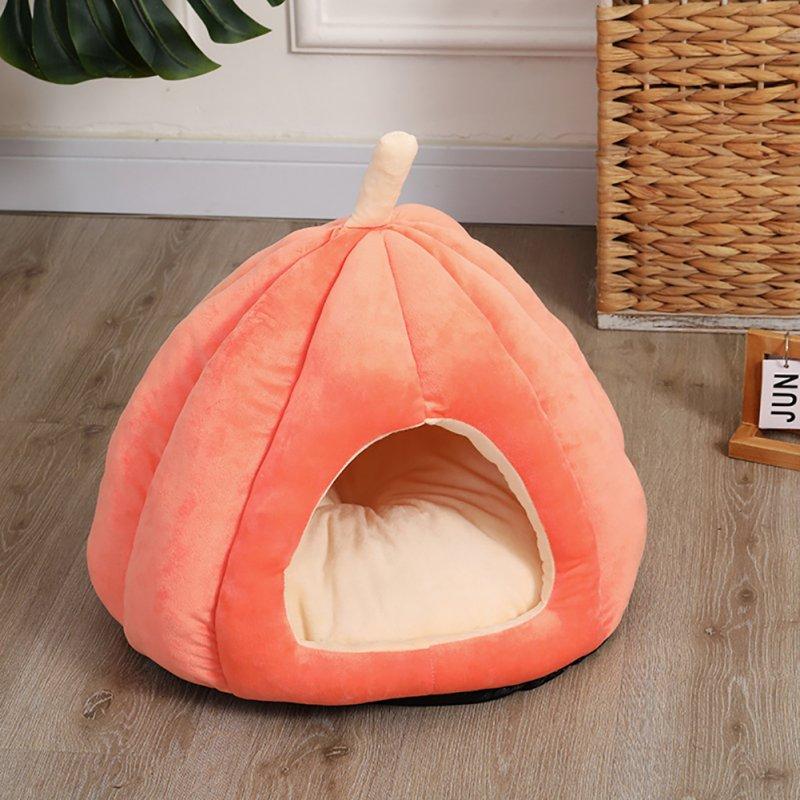 Wholesale Pet Warm Sleeping Nest Melon Shape Soft Plush Cozy Cave Hideout House Pet Supplies For Indoor Cats Medium size (within 6kg) Orange  |   Pet Supplies Home Garden & Tools Pet Supplies