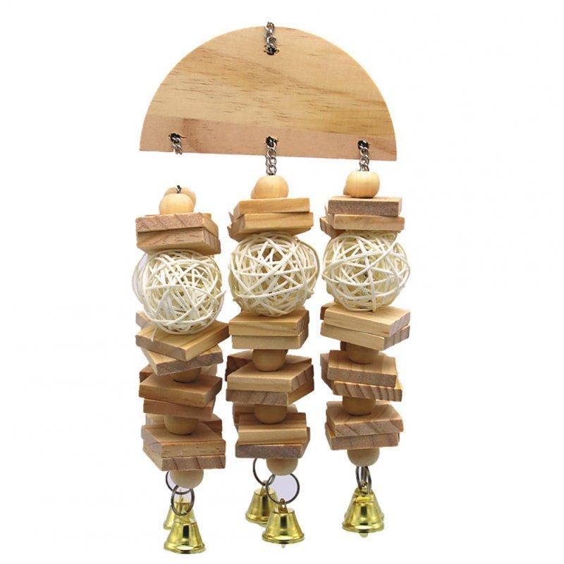 Wholesale Pet Wooden Hanging Chewing Toys Rattan Ball Wooden Block Climbing Ladder With Bells For Large Medium Small Parrot primary color  |   Pet Supplies Home Garden & Tools Pet Supplies