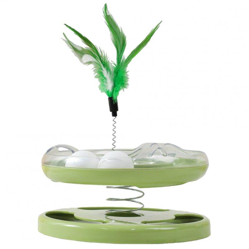 Wholesale Pets Cat Turntable Puzzle Toys Top Spring Feather Cat Balls Interactive Toys Fun Physical Exerciser For Indoor Cats boxed green  |   Pet Supplies Home Garden & Tools Boxed green