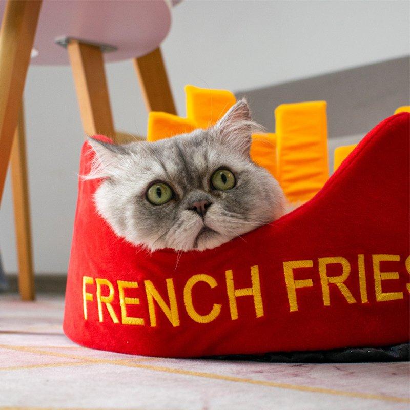 Wholesale Pets Cat Warm Cave Cushion Hamburg French Fries Shaped Sleeping Bed Sleeping Bed Pet Supplies Accessories fries  |   Pet Supplies Home Garden & Tools Fries