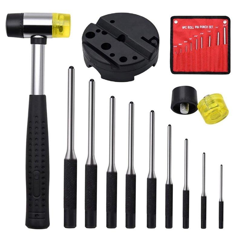 Wholesale Professional Roll Pin Punch Tools Set With Hammer Woodworking Removing Repair Tools With Storage Pouch Pin punch + 25MM rubber double-sided hammer + two accessories heads + workbench  |   Industrial & Scientific Home Garden & Tools Industrial & Scientific