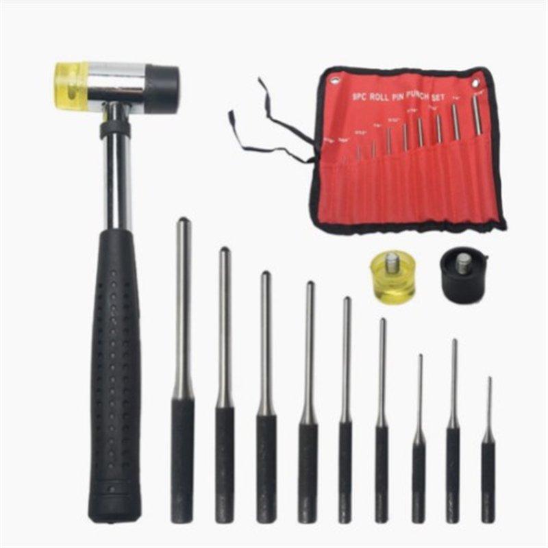 Wholesale Professional Roll Pin Punch Tools Set With Hammer Woodworking Removing Repair Tools With Storage Pouch Pin punch + 25MM rubber double-sided hammer + two accessory heads  |   Industrial & Scientific Home Garden & Tools Industrial & Scientific