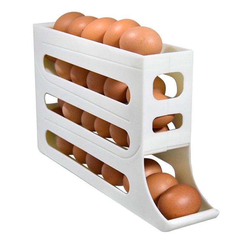 Wholesale Refrigerator Egg Holder, Automatic Rolling Chicken Egg Organizer Holder, Storage Box, Roll-Down Food Storage Holder, Space Saving Rolling Egg Dispenser, For Cabinet Refrigerator Milky white  |   Kitchen & Dining Home Garden & Tools Kitchen & Dining