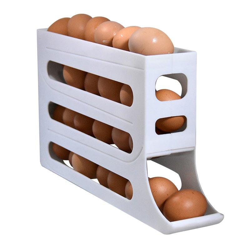 Wholesale Refrigerator Egg Holder, Automatic Rolling Chicken Egg Organizer Holder, Storage Box, Roll-Down Food Storage Holder, Space Saving Rolling Egg Dispenser, For Cabinet Refrigerator White  |   Kitchen & Dining Home Garden & Tools Kitchen & Dining