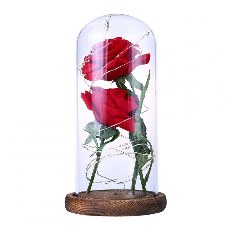 Wholesale Romantic Simulate Rose Shape Night Light with Glass Shade for Home Valentine Tabletop Decor Brown base  |   Home Decors Home Decors Home Decors